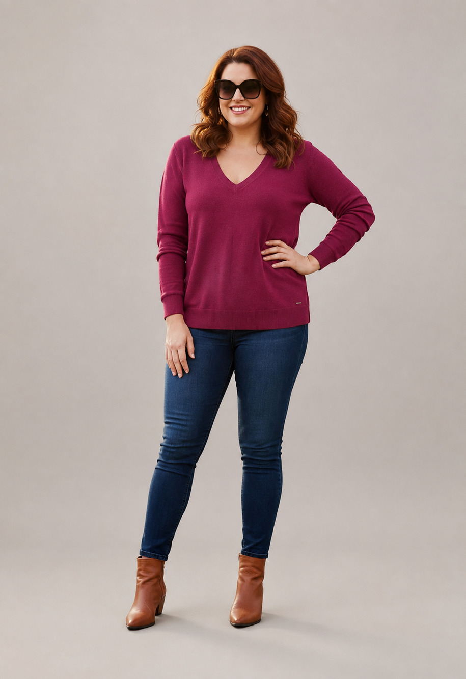 Calvin Klein NWT Womens XL Burgundy V Neck Sweater Rayon Blend Long Sleeve Layer